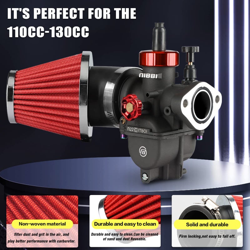 NIBBI PE22 Carburetor with 48mm Air Filters Kit PE22mm FL Motorcycle Carb Fit for 110cc 125cc 130cc Dirt Bike Pit Bike Apollo TaoTao Lifan Kayo Honda SSR Motor Predator212 - Image 4